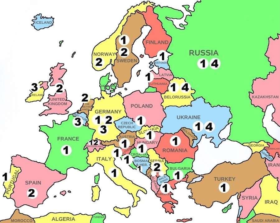 Mapa redukcí LPG pro Evropu
