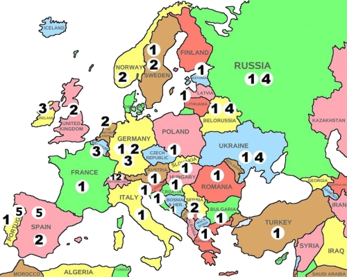 Mapa redukcí LPG a CNG pro Evropu