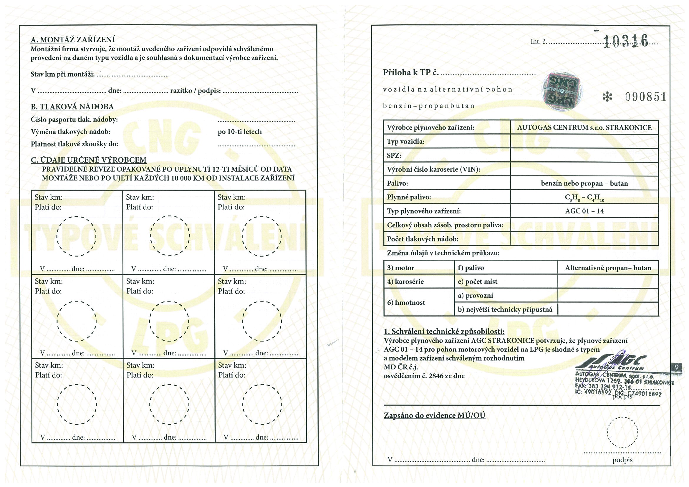 Příloha k velkému TP pro LPG a CNG zařízení